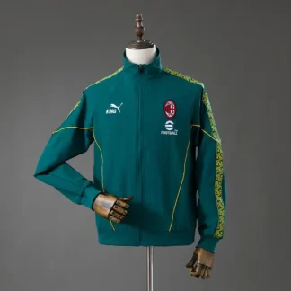 Chaqueta Milan Anthem Verde con Bandas Amarillas – frontal