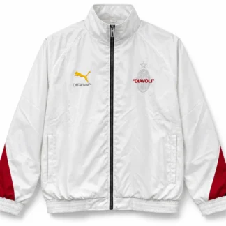 Chaqueta Milan Blanca con Detalles Rojos y Negros – vista frontal comercial