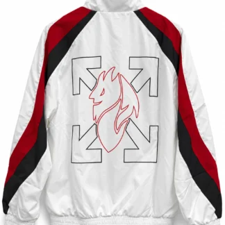 Chaqueta Milan Blanca con Detalles Rojos y Negros – vista trasera comercial