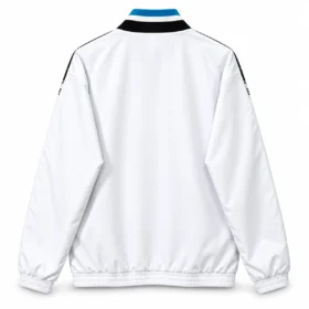 Chaqueta Newcastle Blanca con Estampado Negro y Azul – vista trasera comercial
