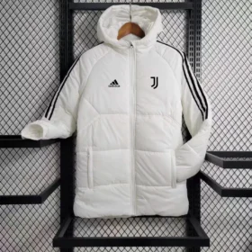 Chaqueta Acolchada Juventus Blanca con Capucha — Vista frontal