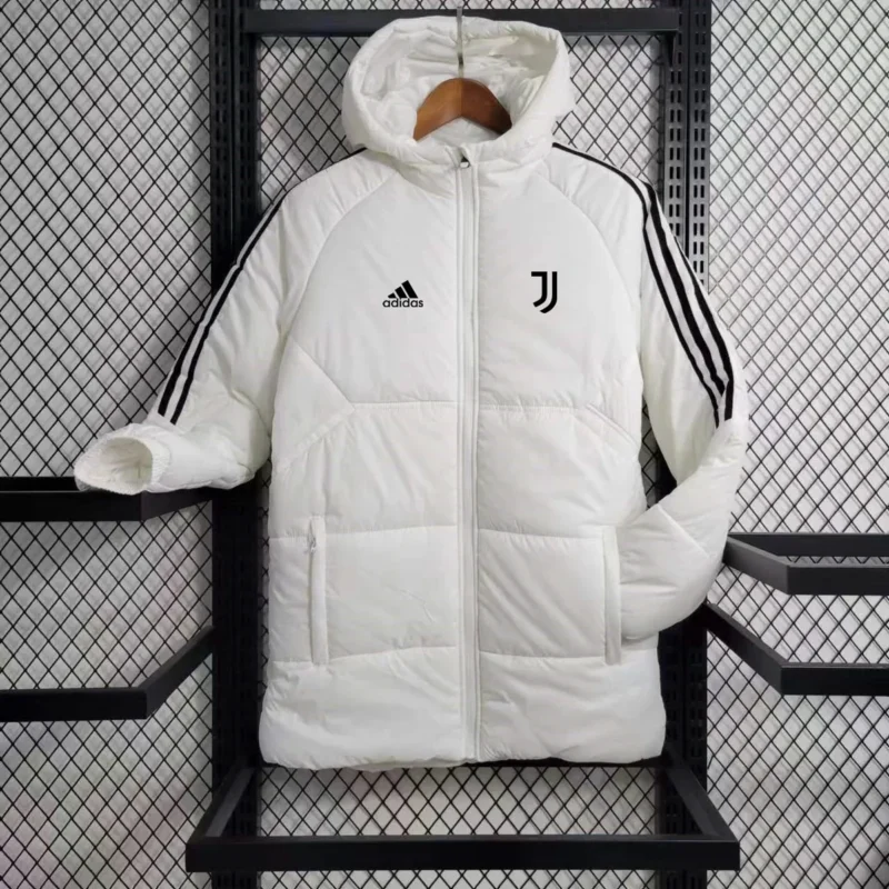 Chaqueta Acolchada Juventus Blanca con Capucha – frontal