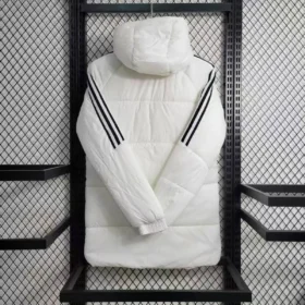 Chaqueta Acolchada Juventus Blanca con Capucha — Vista posterior