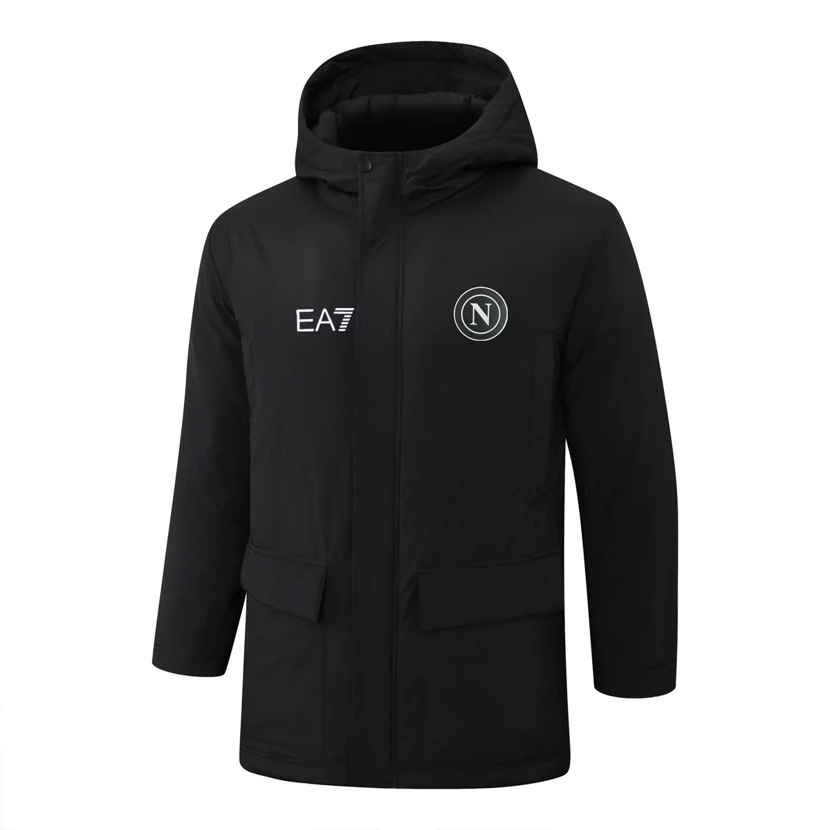 Chaqueta Acolchada Napoli EA7 Larga Negra – frontal