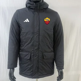 Chaqueta Acolchada Roma Larga Gris Oscuro – frontal