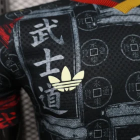Maglia Giappone Nera Bushido – Giocatore – foto reale del tessuto e delle finiture