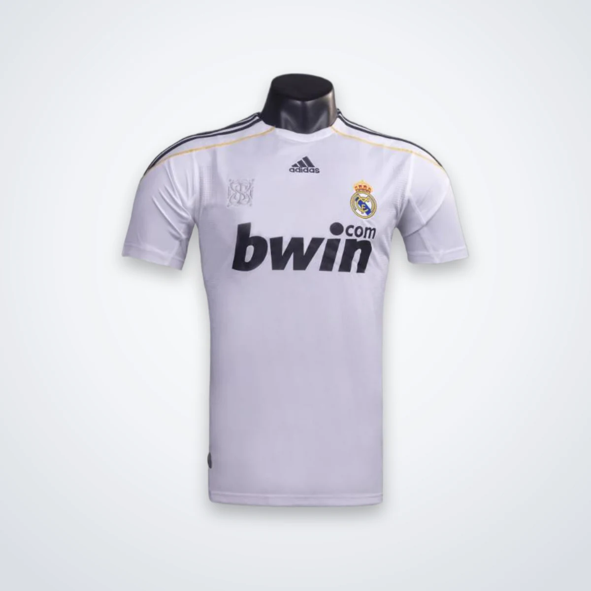 Maglia Real Madrid Retro 2009/10 Home fronte con sponsor bwin