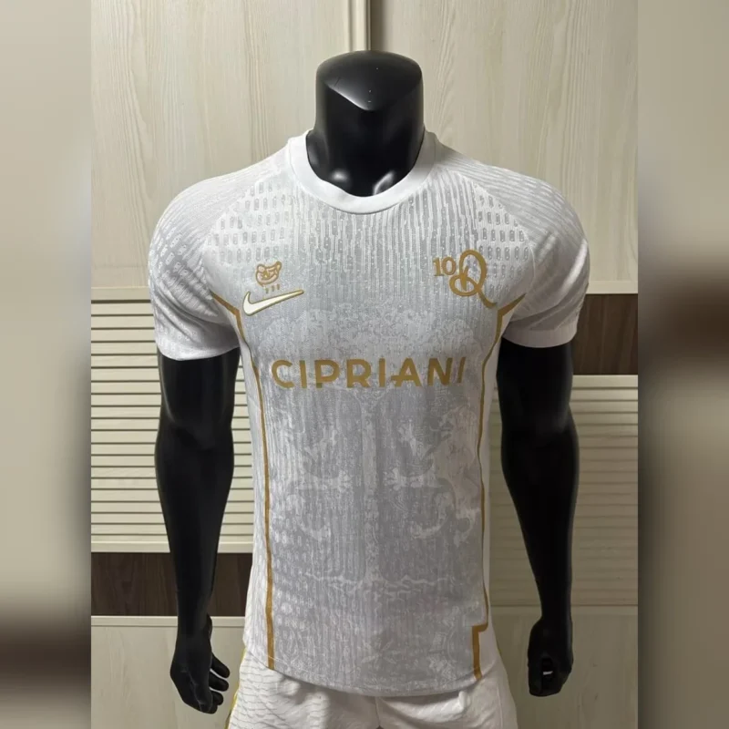 Camiseta Ronaldinho Ravenna Jugador Blanca y Oro – frontal