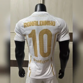 Camiseta Ronaldinho Ravenna Jugador Blanca y Oro — Vista posterior