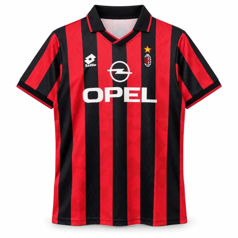 Camiseta Milan 1995/96 Retro – Primera Equipación — vista frontal, presentación comercial