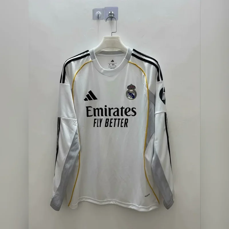 Primera Camiseta Real Madrid Manga Larga 2025/26 – frontal