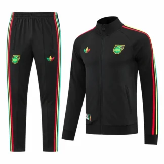 Chándal Jamaica Negro Cremallera Completa con Rayas Tricolores 2026/27 – vista frontal comercial
