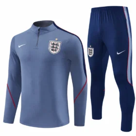 Chándal Inglaterra Gris Azulado y Navy Media Cremallera – vista frontal comercial