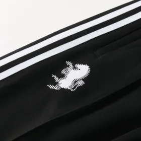 Detalle real de la cebra blanca y las tres franjas en el pantalón negro