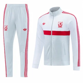 Chándal Liverpool Blanco Cremallera Completa con Franja Roja 2026/27 – vista frontal comercial