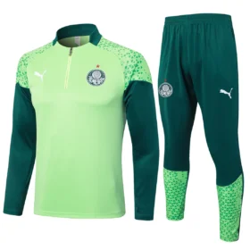 Tuta Palmeiras Verde Lime e Verde Scuro Mezza Zip – vista frontale commerciale