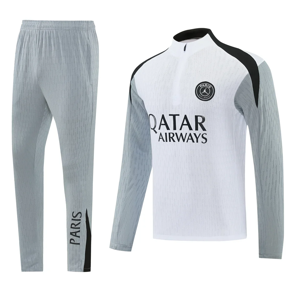 Chándal PSG Blanco y Gris Media Cremallera – frontal
