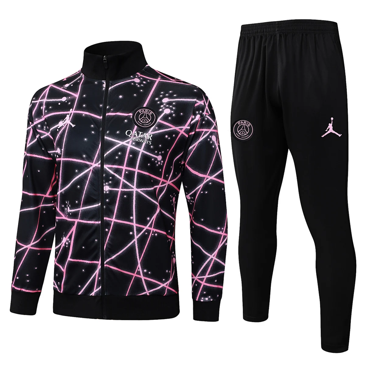 Chándal PSG Negro y Rosa Jordan Cremallera Entera 2025/26 – frontal