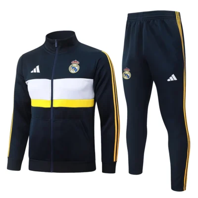 Tuta Real Madrid Blu Navy Fascia Bianca e Gialla 2026/27