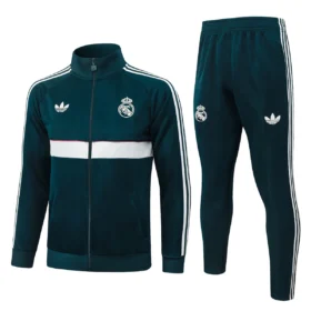 Chándal Real Madrid Verde Oscuro Franja Blanca 2026/27 — Vista frontal